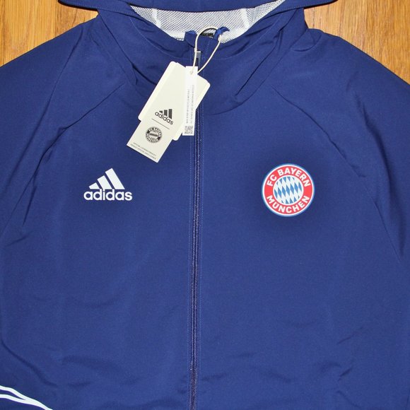 Adidas FC Bayern Munich Graphic Soccer Windbreaker Mens L Blue Jacket - Picture 3 of 7